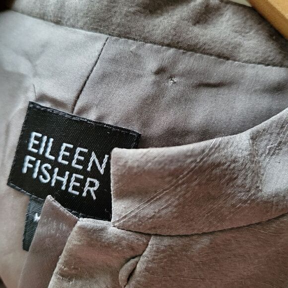 Eileen Fisher NWT Gray Dupioni Silk Jacket Small - Picture 13 of 14